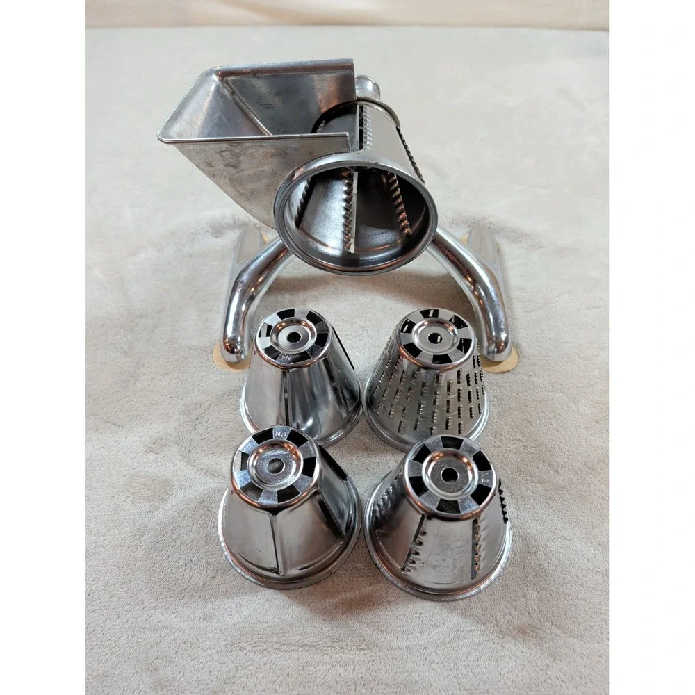 Vintage Magic Hostess Rotary Grater Meat Grinder 4‎ Drum Complete Set
